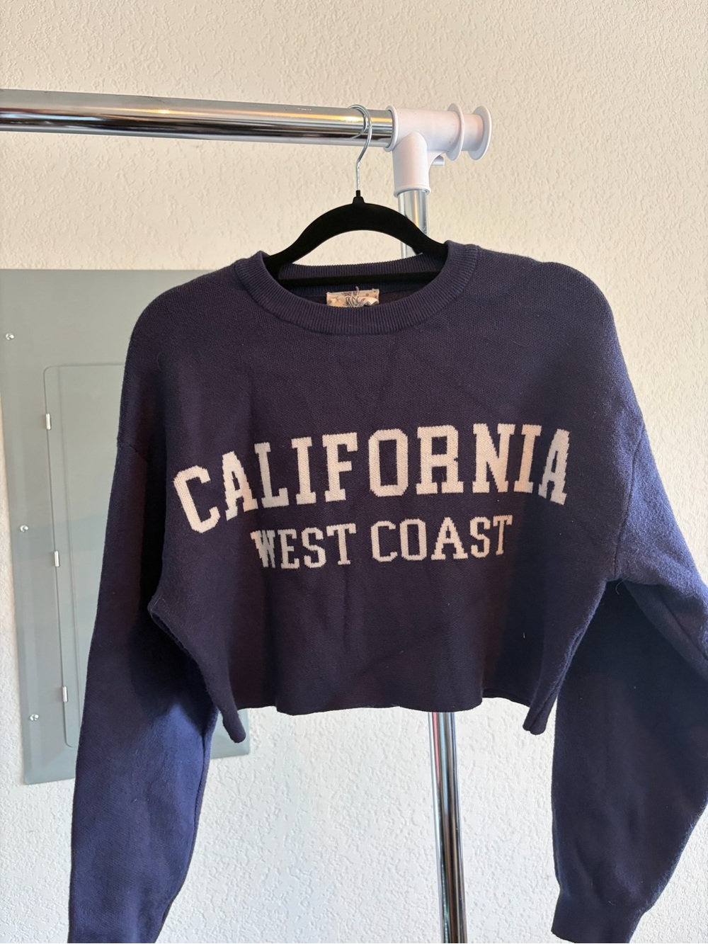 Hippie Rose Navy Cropped "California West Coast" Sweatshirt